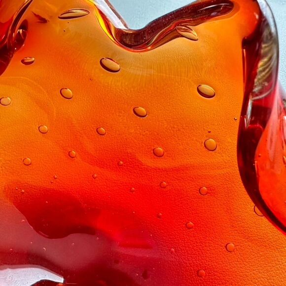 Vintage Mid Century Orange Glass Bowl trinket Dish - Picture 3 of 11